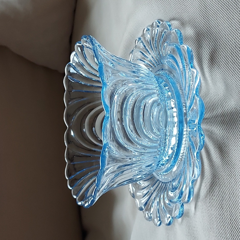 💙Cambridge ice Moonlight Blue Caprice bowl underplate art deco mayonnaise bowl
